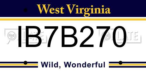 IB7B270 West Virginia License Plate