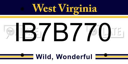 IB7B770 West Virginia License Plate