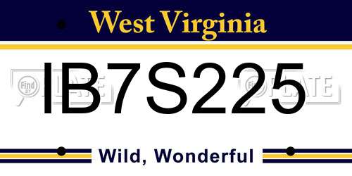 IB7S225 West Virginia License Plate