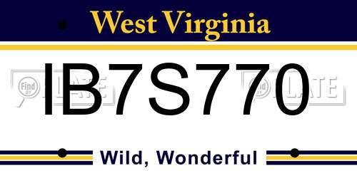 IB7S770 West Virginia License Plate