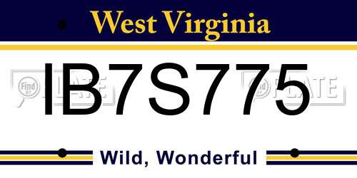 IB7S775 West Virginia License Plate