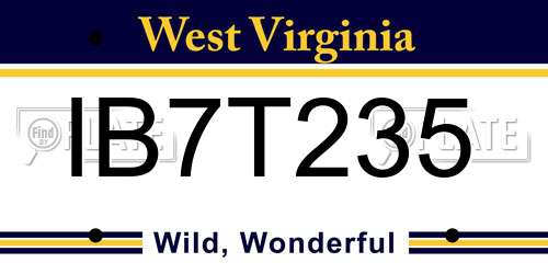 IB7T235 West Virginia License Plate