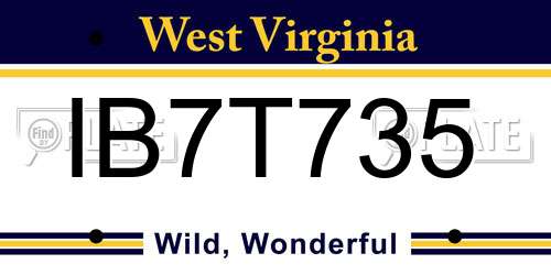 IB7T735 West Virginia License Plate
