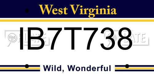 IB7T738 West Virginia License Plate