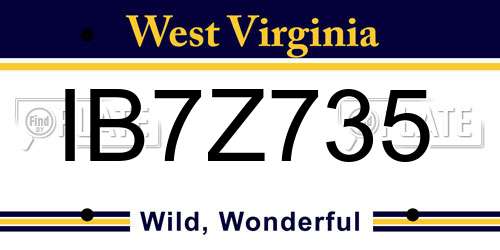 IB7Z735 West Virginia License Plate