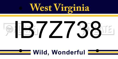 IB7Z738 West Virginia License Plate
