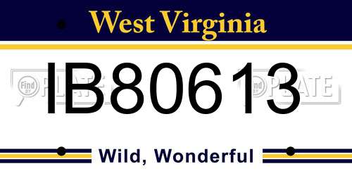 IB80613 West Virginia License Plate