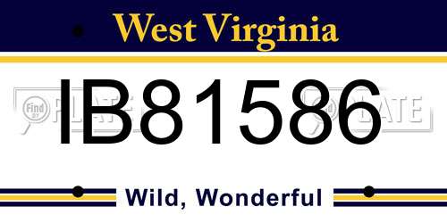 IB81586 West Virginia License Plate