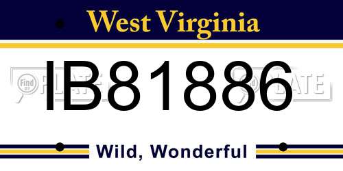 IB81886 West Virginia License Plate