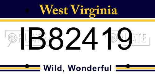 IB82419 West Virginia License Plate