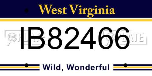 IB82466 West Virginia License Plate