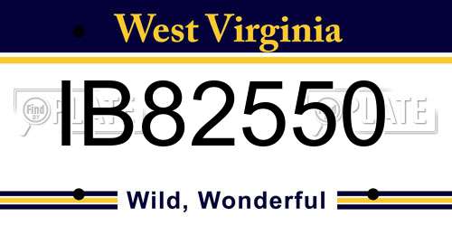 IB82550 West Virginia License Plate