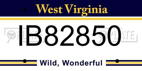 IB82850 West Virginia License Plate