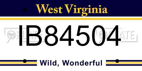 IB84504 West Virginia License Plate