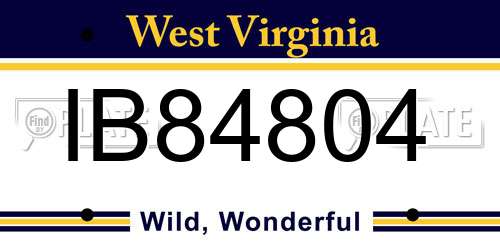 IB84804 West Virginia License Plate