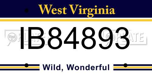 IB84893 West Virginia License Plate