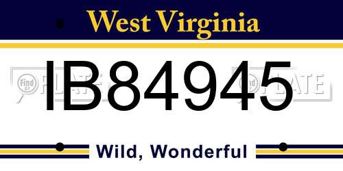 IB84945 West Virginia License Plate