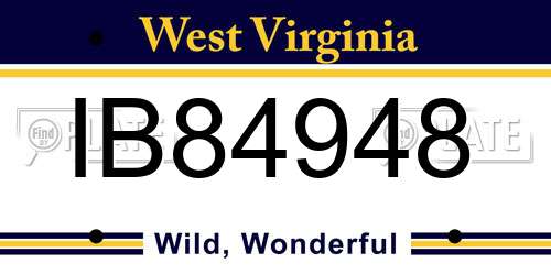 IB84948 West Virginia License Plate
