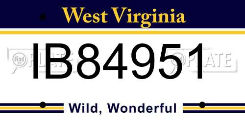 IB84951 West Virginia License Plate