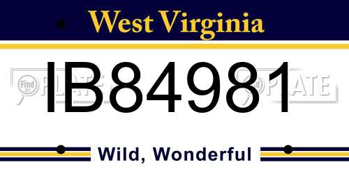 IB84981 West Virginia License Plate