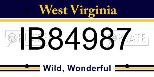 IB84987 West Virginia License Plate