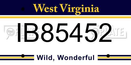 IB85452 West Virginia License Plate