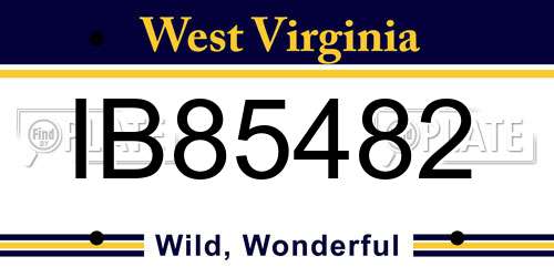 IB85482 West Virginia License Plate