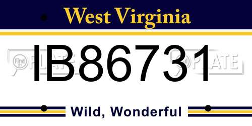 IB86731 West Virginia License Plate