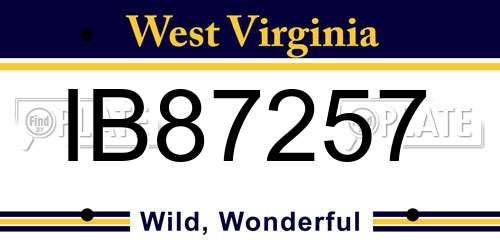 IB87257 West Virginia License Plate