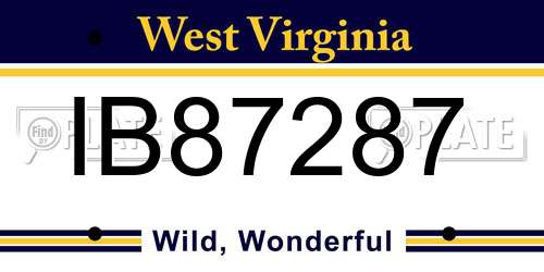 IB87287 West Virginia License Plate