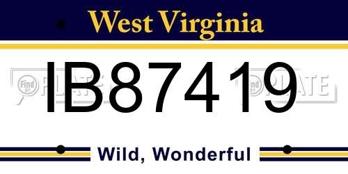 IB87419 West Virginia License Plate