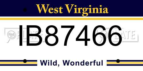 IB87466 West Virginia License Plate