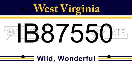 IB87550 West Virginia License Plate