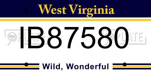 IB87580 West Virginia License Plate