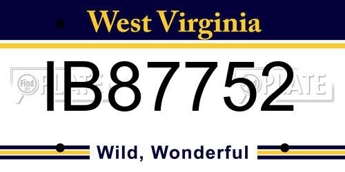 IB87752 West Virginia License Plate