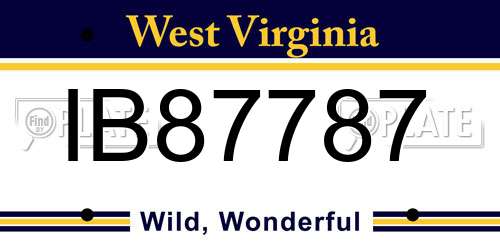 IB87787 West Virginia License Plate