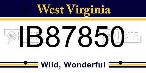 IB87850 West Virginia License Plate