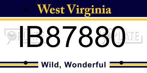 IB87880 West Virginia License Plate