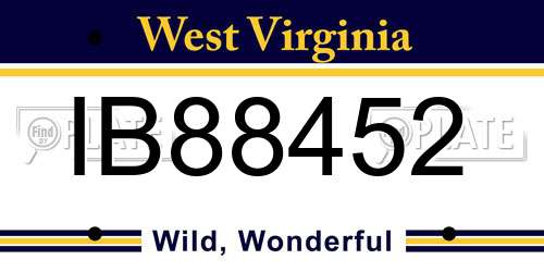 IB88452 West Virginia License Plate