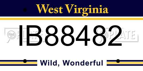 IB88482 West Virginia License Plate