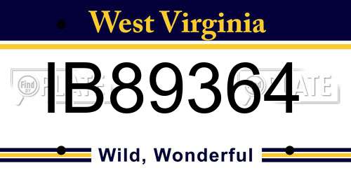 IB89364 West Virginia License Plate