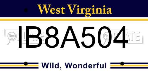 IB8A504 West Virginia License Plate