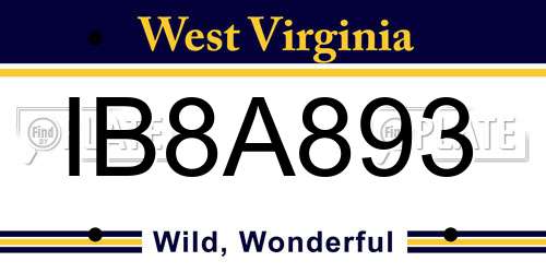 IB8A893 West Virginia License Plate