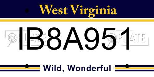 IB8A951 West Virginia License Plate