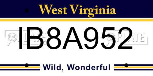 IB8A952 West Virginia License Plate