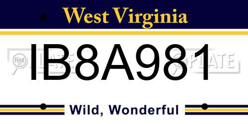 IB8A981 West Virginia License Plate
