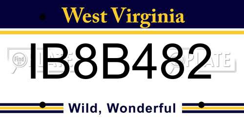 IB8B482 West Virginia License Plate