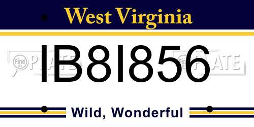 IB8I856 West Virginia License Plate