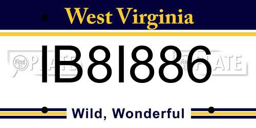 IB8I886 West Virginia License Plate