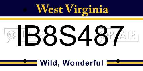 IB8S487 West Virginia License Plate